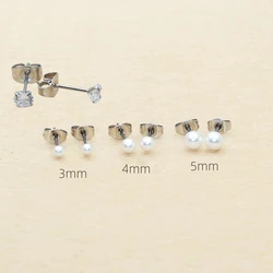 Titanium Needls With ABS White Pearls Stud Earrings No Fade Allergy Free Brief Style For Men And Women