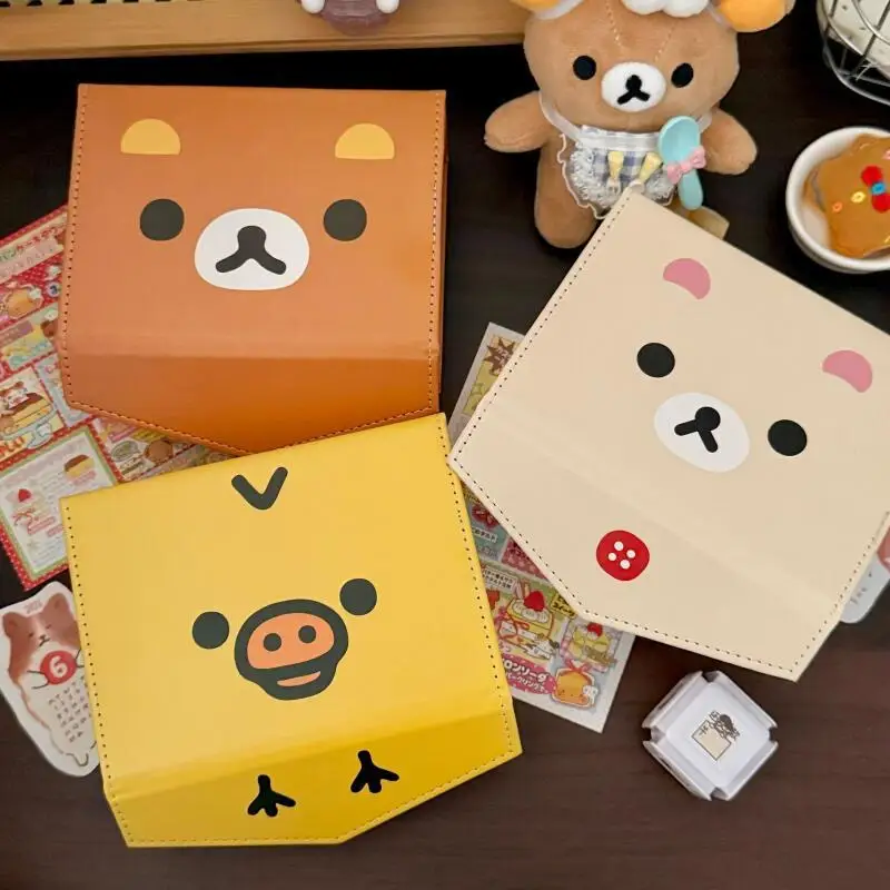 

Rilakkuma Flip Card Box Cartoon Small Card Storage Box Pu Small Box Large Capacity Card Storage Ornament Birthday Gifts for Girl