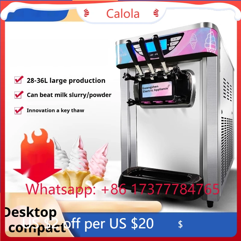 220V Commercial Soft Serve Ice Cream Maker, 2600W Automatic Machine with Cone Dispenser for Business Use