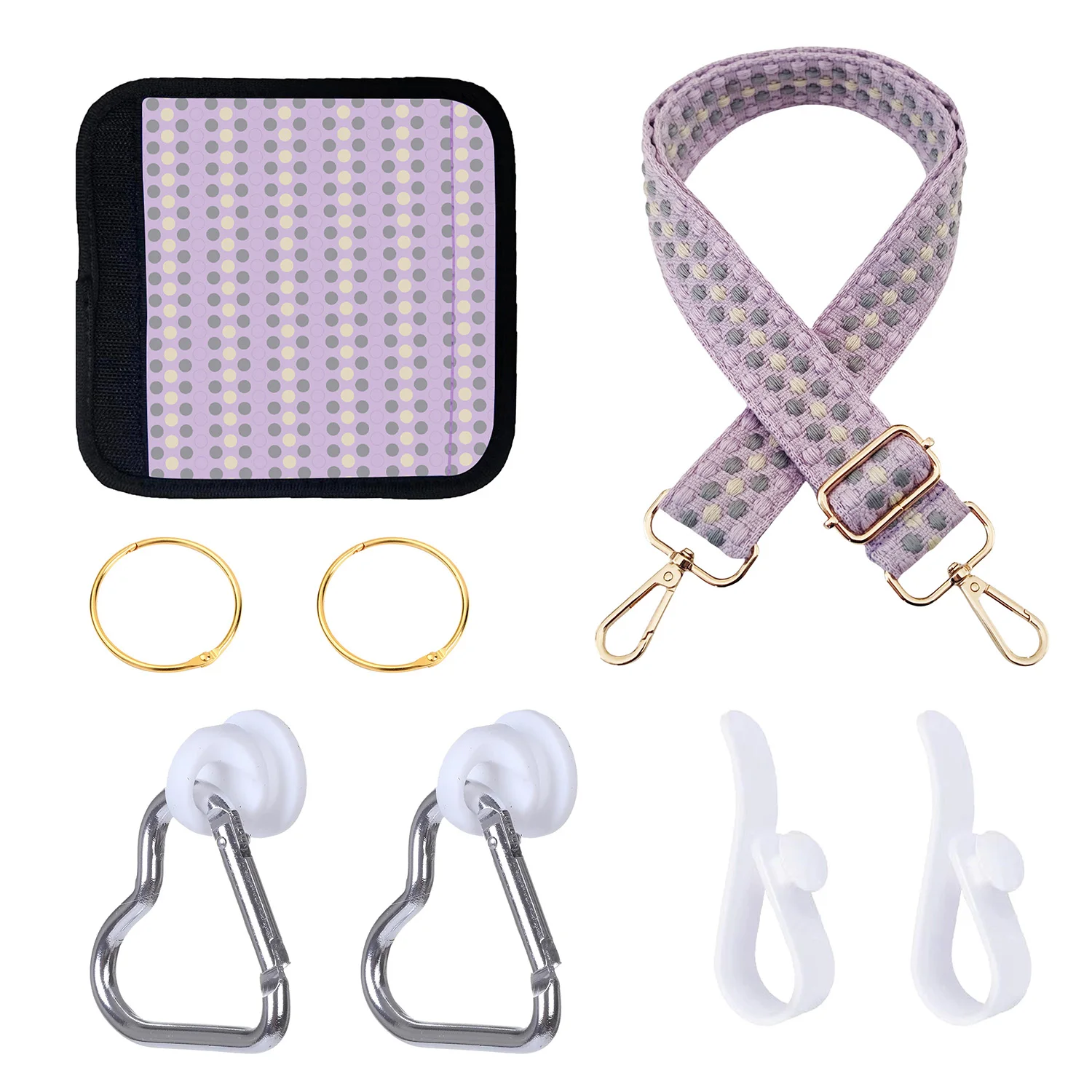 

6Pcs Bogg Bag Strap Set Include Heart Keychain White Hook Carrying Handle Sleeve Pink/Blue/Black /Purple Strap Gift for Birthday