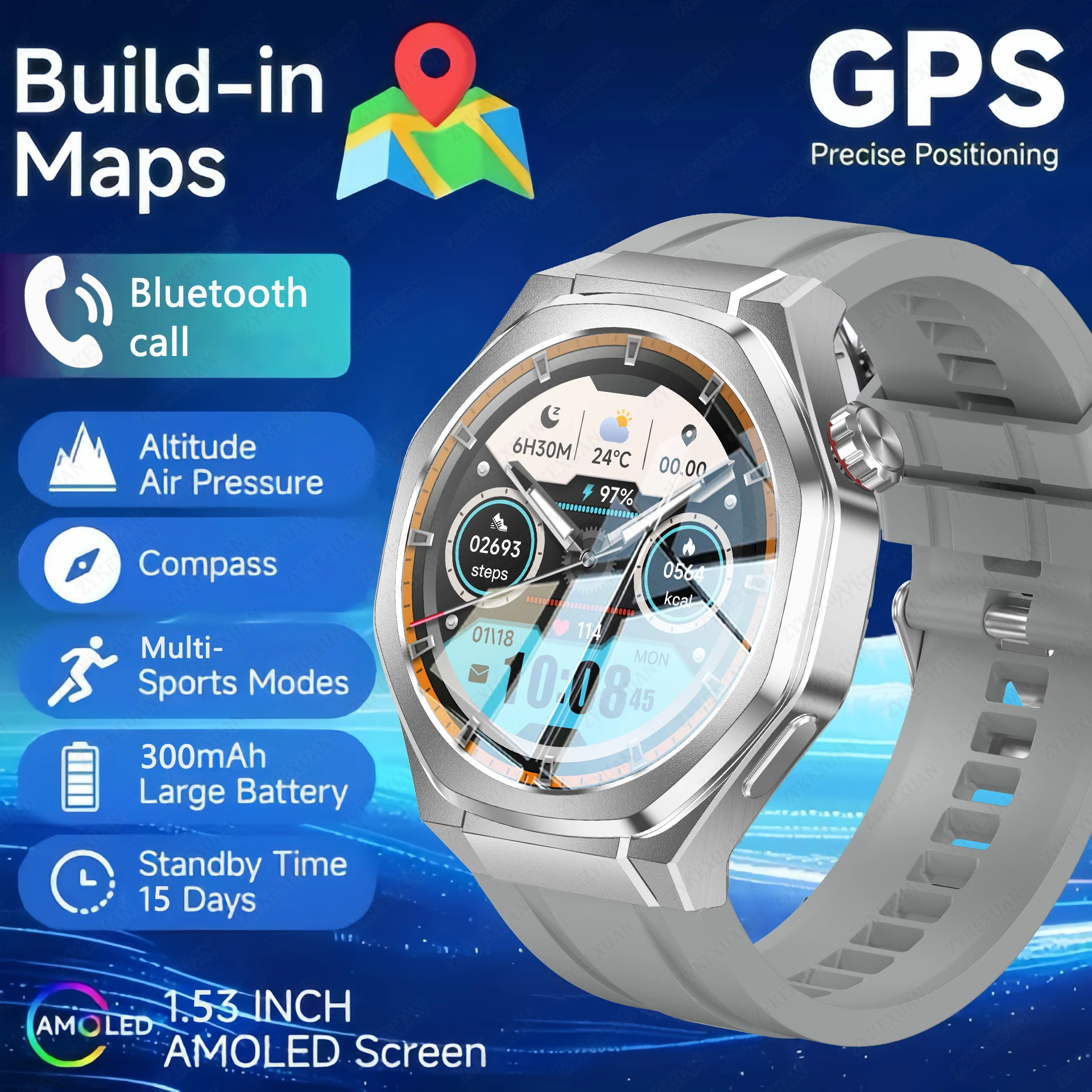 

Новые умные часы для Huawei GT5 Pro, мужские GPS-треки движения, AMOLED HD-экран, SOS, компас для здоровья, Bluetooth-вызов, водонепроницаемые умные часы