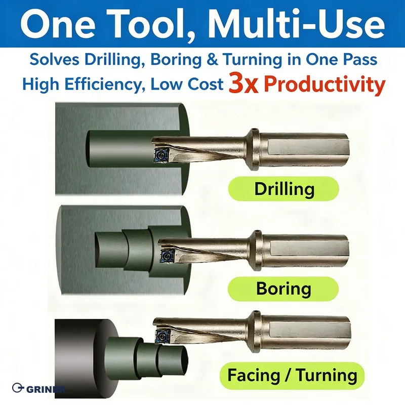 Single-Edge CNC TCAP Multi-Functional Drilling and Boring Turning Integrated Tool Bar QCMT Insert Lathe Blind Hole and Reaming
