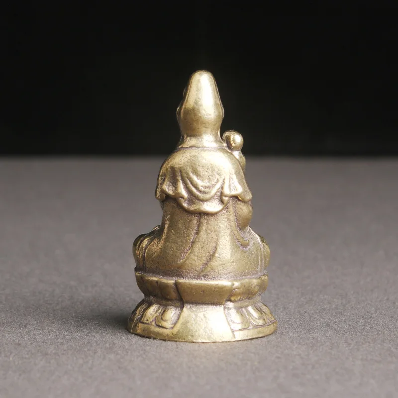 Retro Brass Desktop Ornament Of Guanyin Bodhisattva Statue For Sending Children