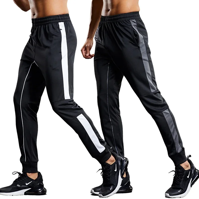 Men Running Sport Pants with Zipper Pockets Football Training Joggings Sweatpants Basketball Soccer Trousers Plus Size for Male