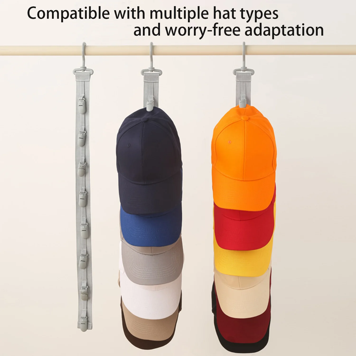 Over The Door Hat Organizer Strap Hanging Hat Racks with Clip Buckle Hat Organizer Over the Door Hat Rack for Baseball Caps Door