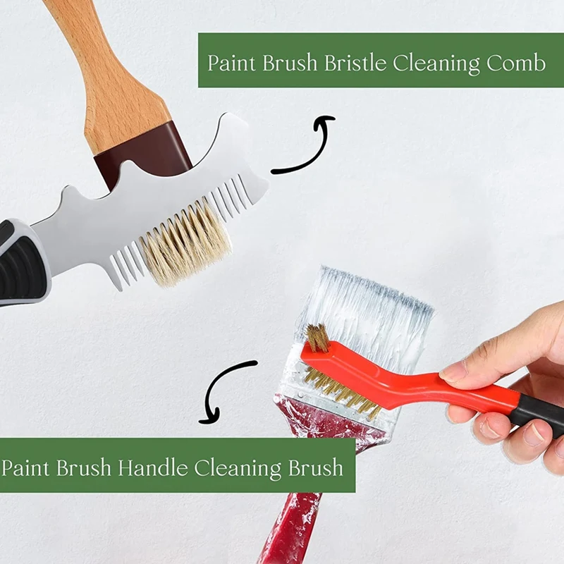 3 Pcs 4-In-1 Paint Brush Comb Wire Brush Set, Brush Roller Cleaner Tool Cleaning Scrubbing Dirt Paintbrush Cleaners