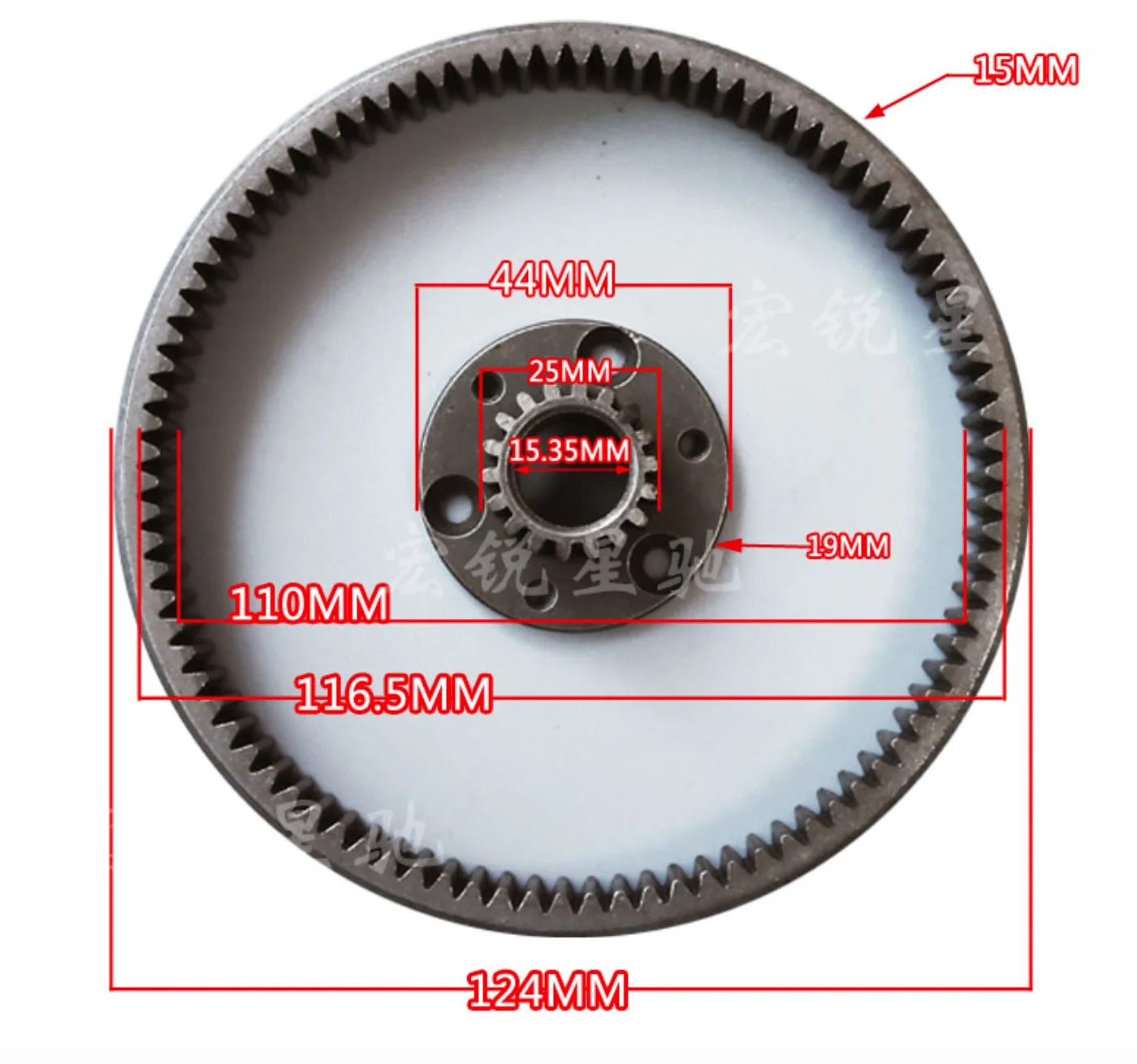 1Set 36Teeth Steel Gear Diameter:47.5mm Thickness:13.5mm Electric Vehicle Motor Steel Gear+Gear Ring+Clutch