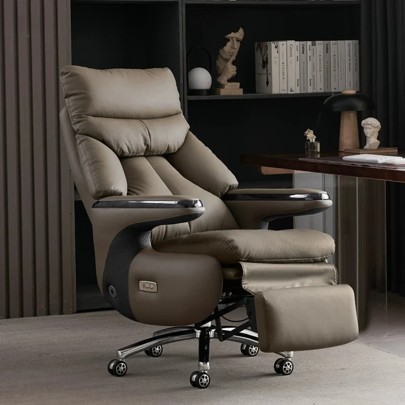 Smart Electric Executive Office Chair Reclining Massage Ventilated Boss Chair with Footrest for Business Office Noon Break Rest