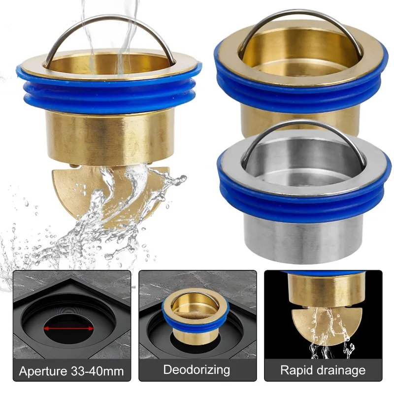 Toilet Brass Floor Drain Core Anti Odor Insect Floor Drain Core Sewer Backflow Drains Bathroom Anti-Clogging Rapid Drainage Core