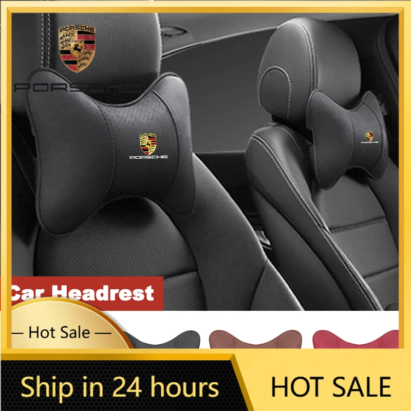 

For Porsche Cayenne Panamera Macan 911 2PCS Suede Car Interior Seat Headrest Neck Pillow Accessory For Porsche Panamera Cayenne