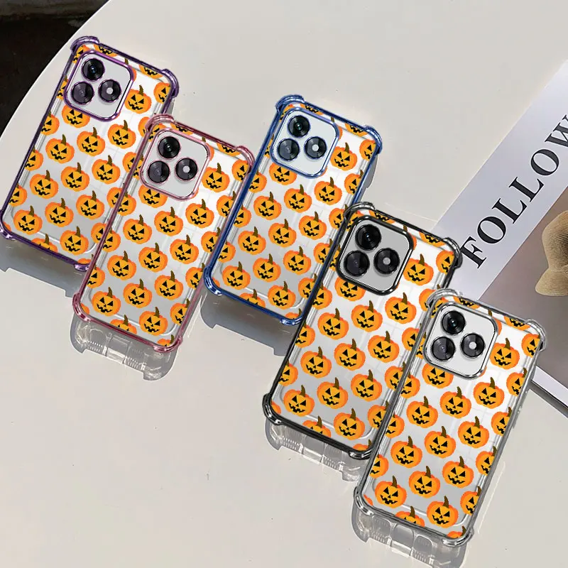 Plating Protective Cover For Honor X5c Plus X6c X8c 4G Case Flxebile TPU Four-corner Shockproof Hollaween Pattern Fundas