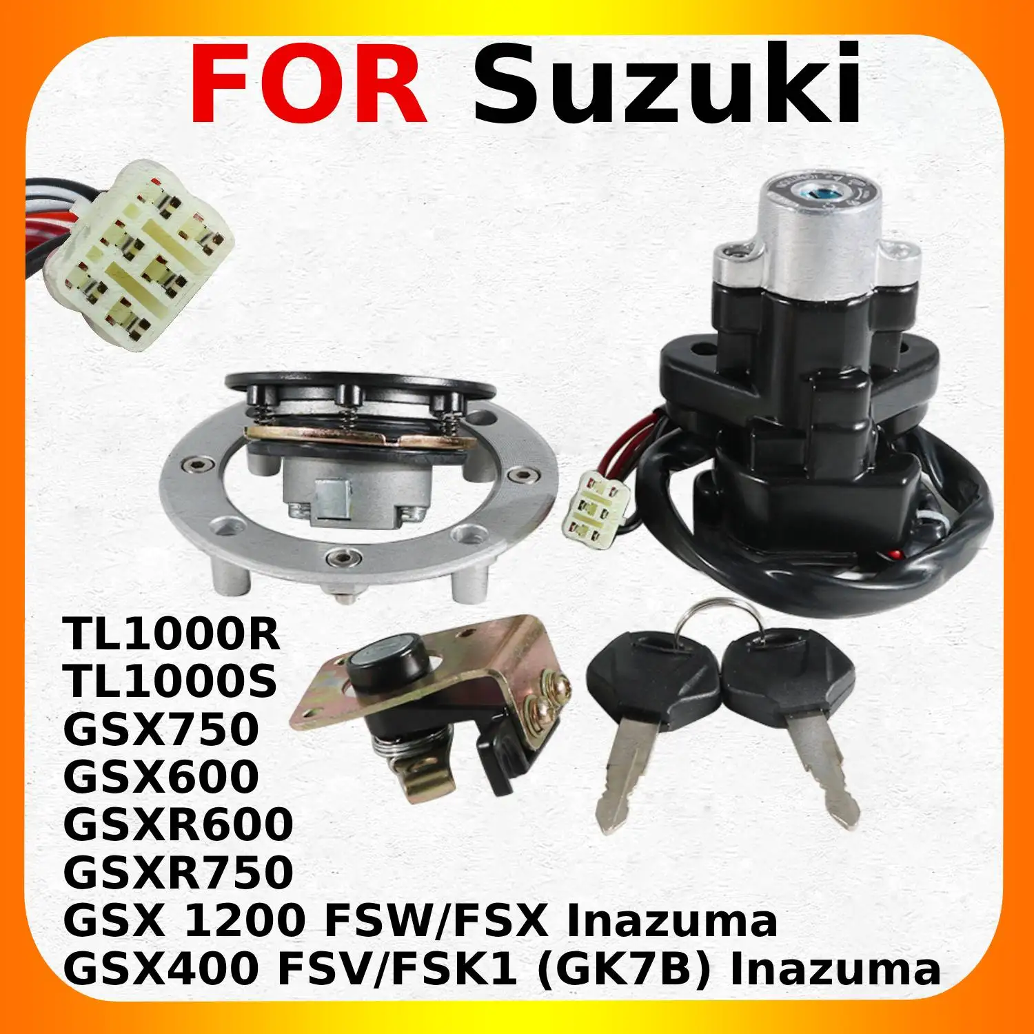 

For Suzuki V-Strom DL650 DL1000 SV650 GSXR600 GSXR750 GSXR1000 GSX1400 Motorcycle Ignition Switch Fuel Gas Tank Cap Lock Keys