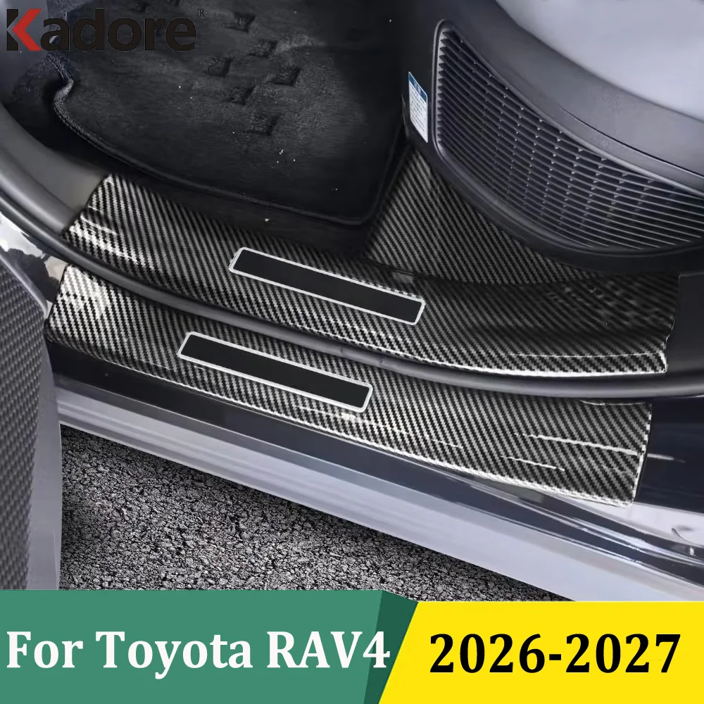 

For Toyota RAV4 SUV 2026 2027 Fuel + Hybrid Inner & Outer Scuff Plate Protector Cover Door Sill Trim Car Styling Accessories