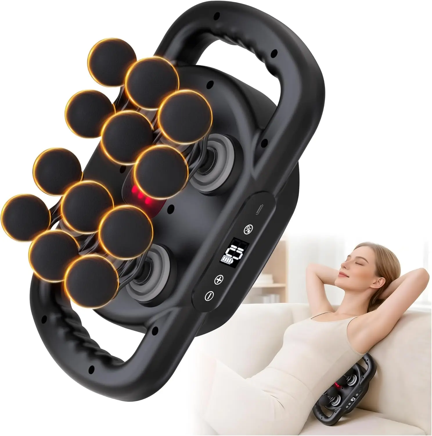 

Deep Tissue Massage Gun, Percussion Back Massager for Muscle Tension, 12 Heads, 9 Speeds, Rechargeable Handheld for Neck Shoulder Leg Waist