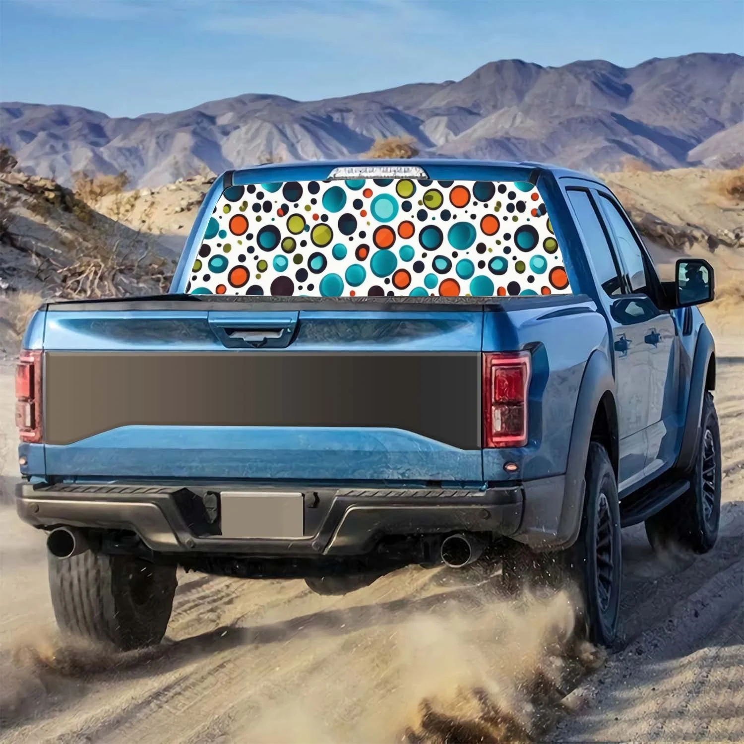 Dynamic Colorful Polka Dots Rear Window Decal Fit Pickup,Truck,Car Universal See Through Perforated Back Windows Vinyl Sticker