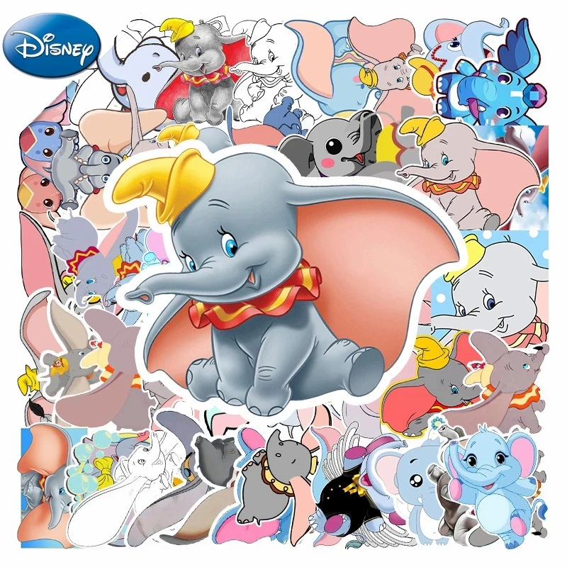 10/30/50PCS Disney Dumbo Stickers Cute Cartoon Elephant Decals Toy Suitcase Bike Notebook Guitar Car Waterproof Sticker For Kids