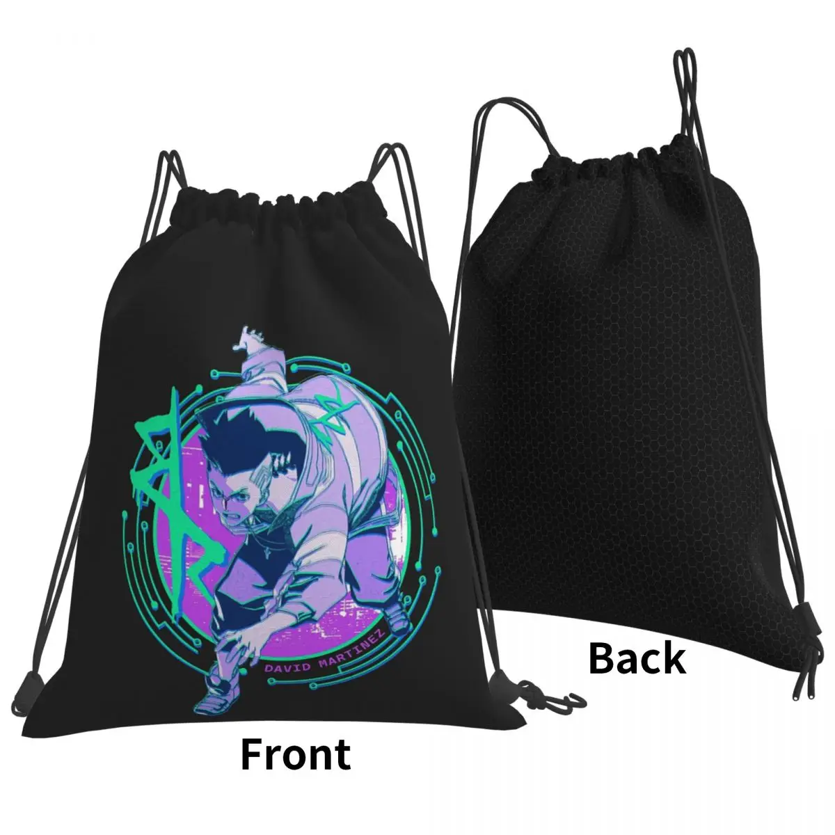 David Cyberpunk Edgerunners C Backpacks Fashion Drawstring Bundle Pocket Sports Bag Book Bags for Man Woman Students