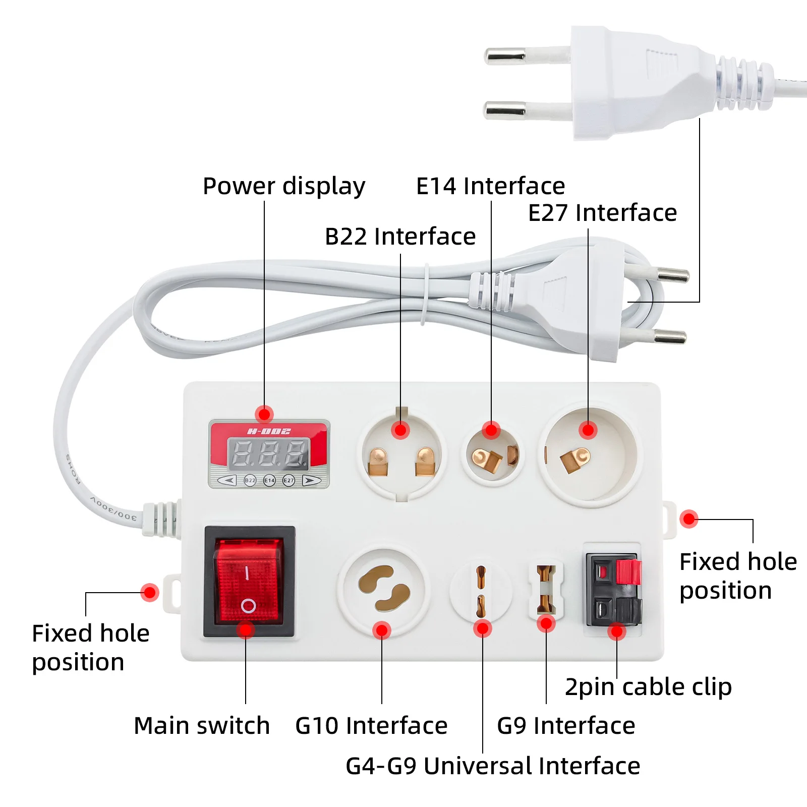 LED Lamp Bulb Light Voltage Power Quick Fast Tester Holder for E27 B22 E14 Lamp Bulb Light Test Box EU Plug With Power Display