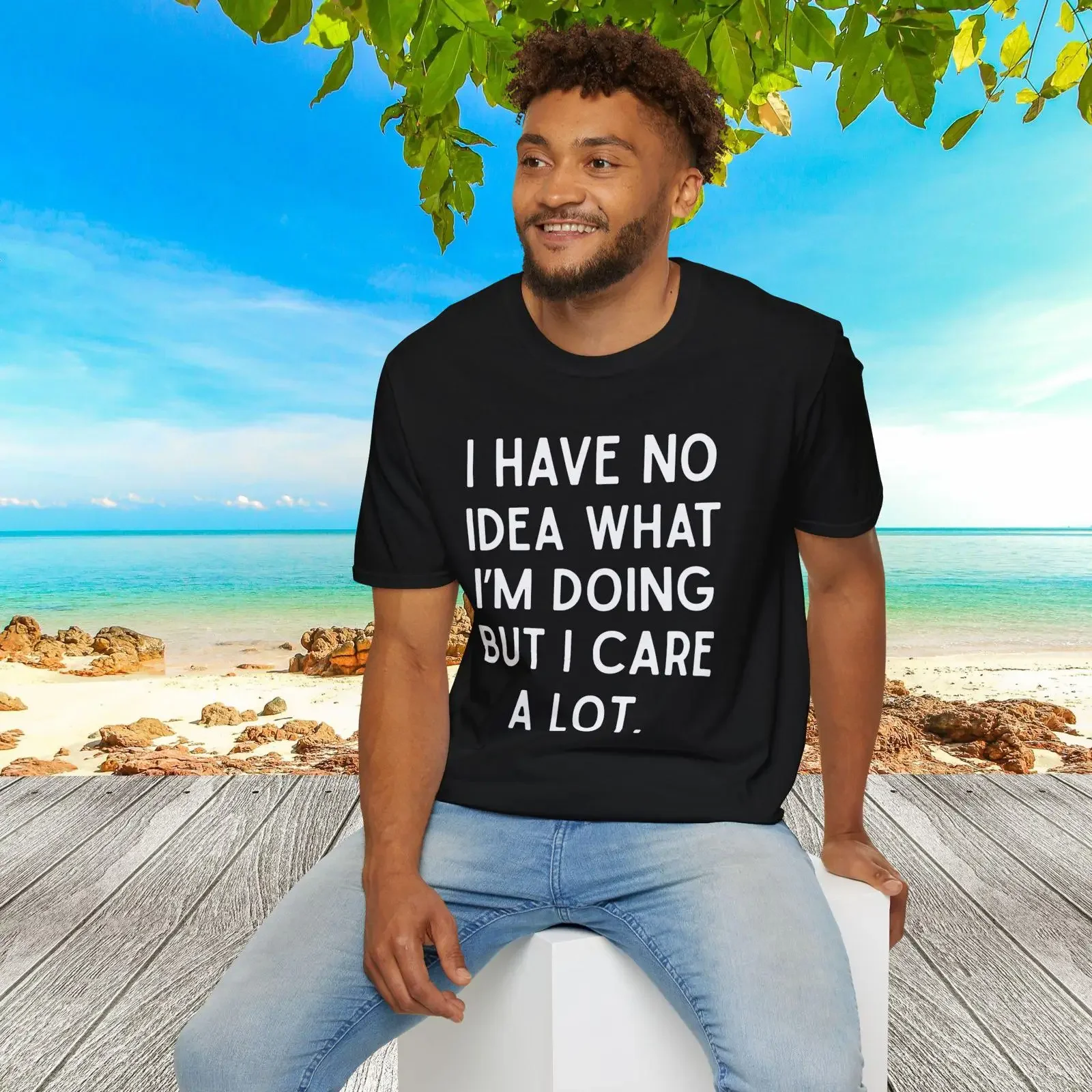 Je ne sais pas ce que je fais, mais je m'en soucie beaucoup, t-shirt drôle sur la santé mentale, la gentillesse, l'empathie, le soutien, l'avocat d'équipe, vintage