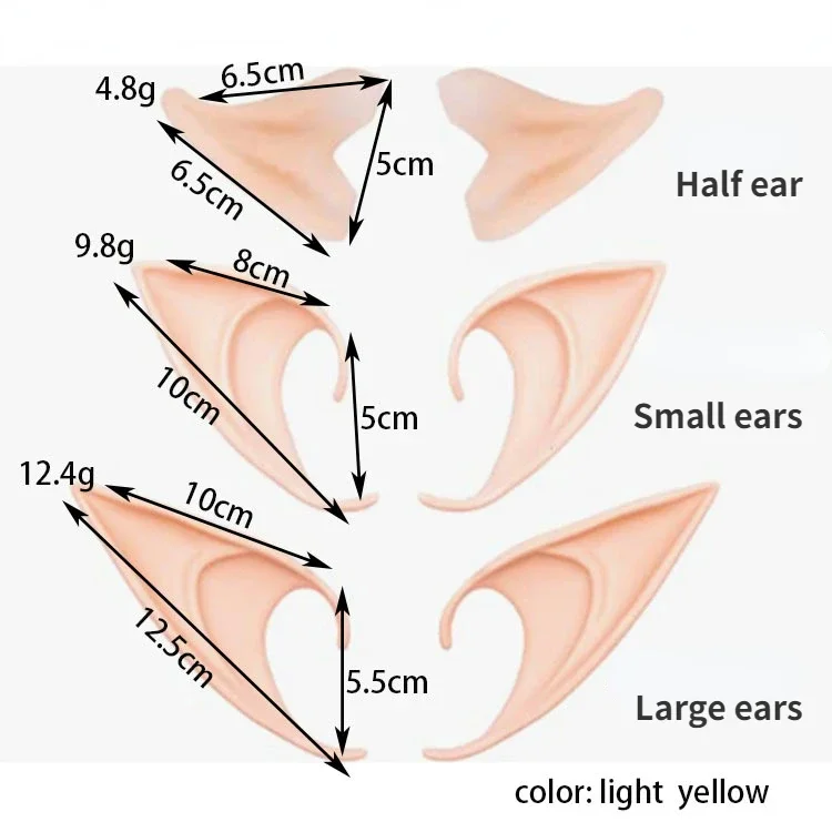 Elven Elf Ears False Ears Props Fairy Angel Dress Up Cosplay Costume Accessories Christmas Halloween Decoration Party DIY Decor