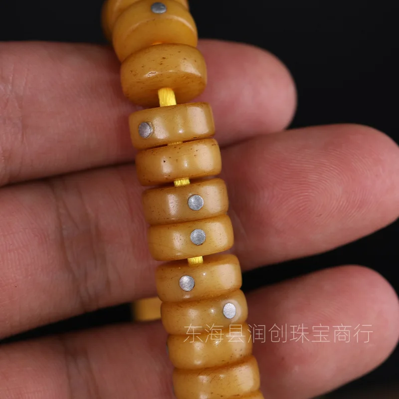 Tibetan Bone Straight-Cut Tablets, 108 Pieces, With Silver Spacer Beads, Accessories