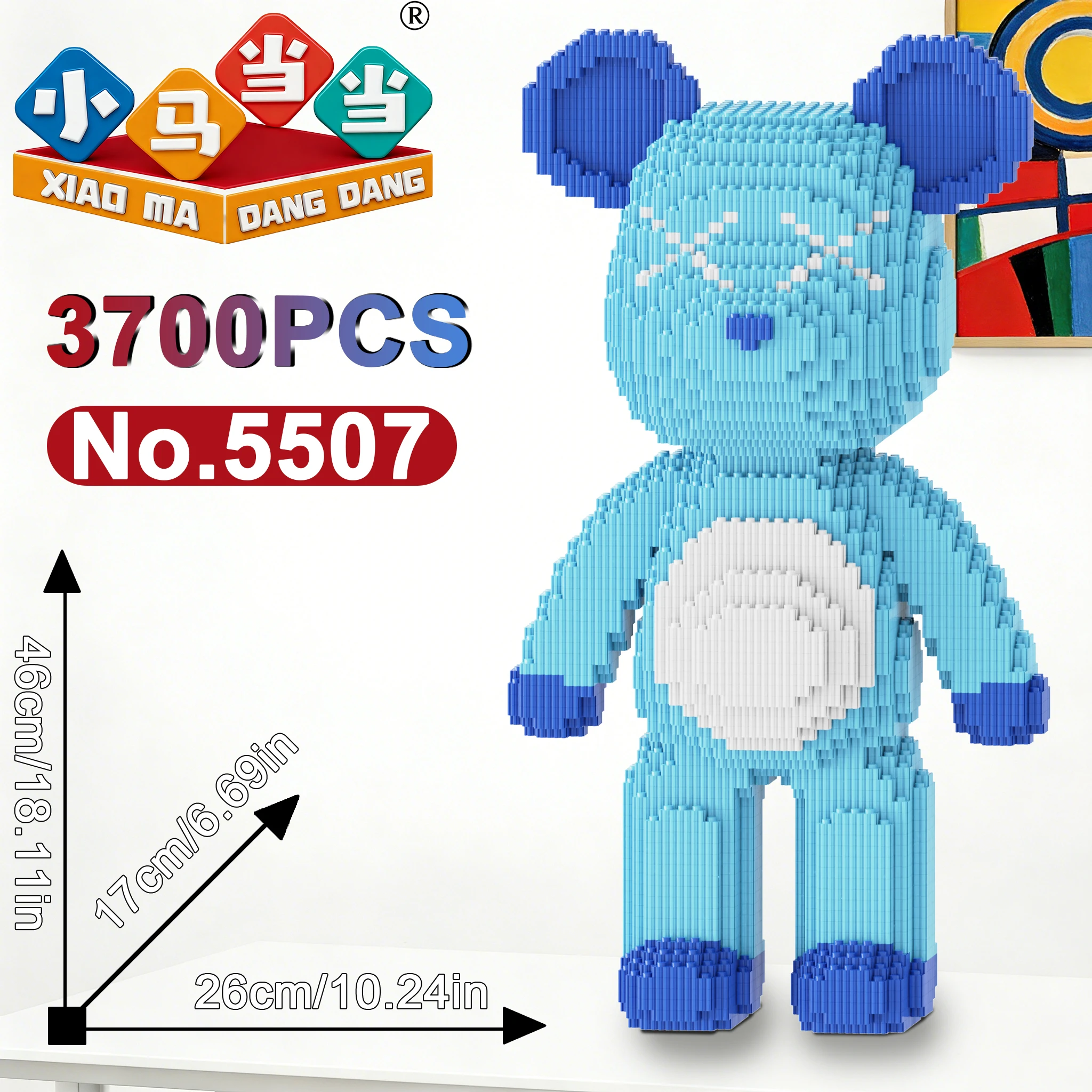 

3700Pcs Super Large Blue Violent Bear Building Blocks Toys Living Room Decoration Puzzle Assembly Toy Creative Gift Model Blocks