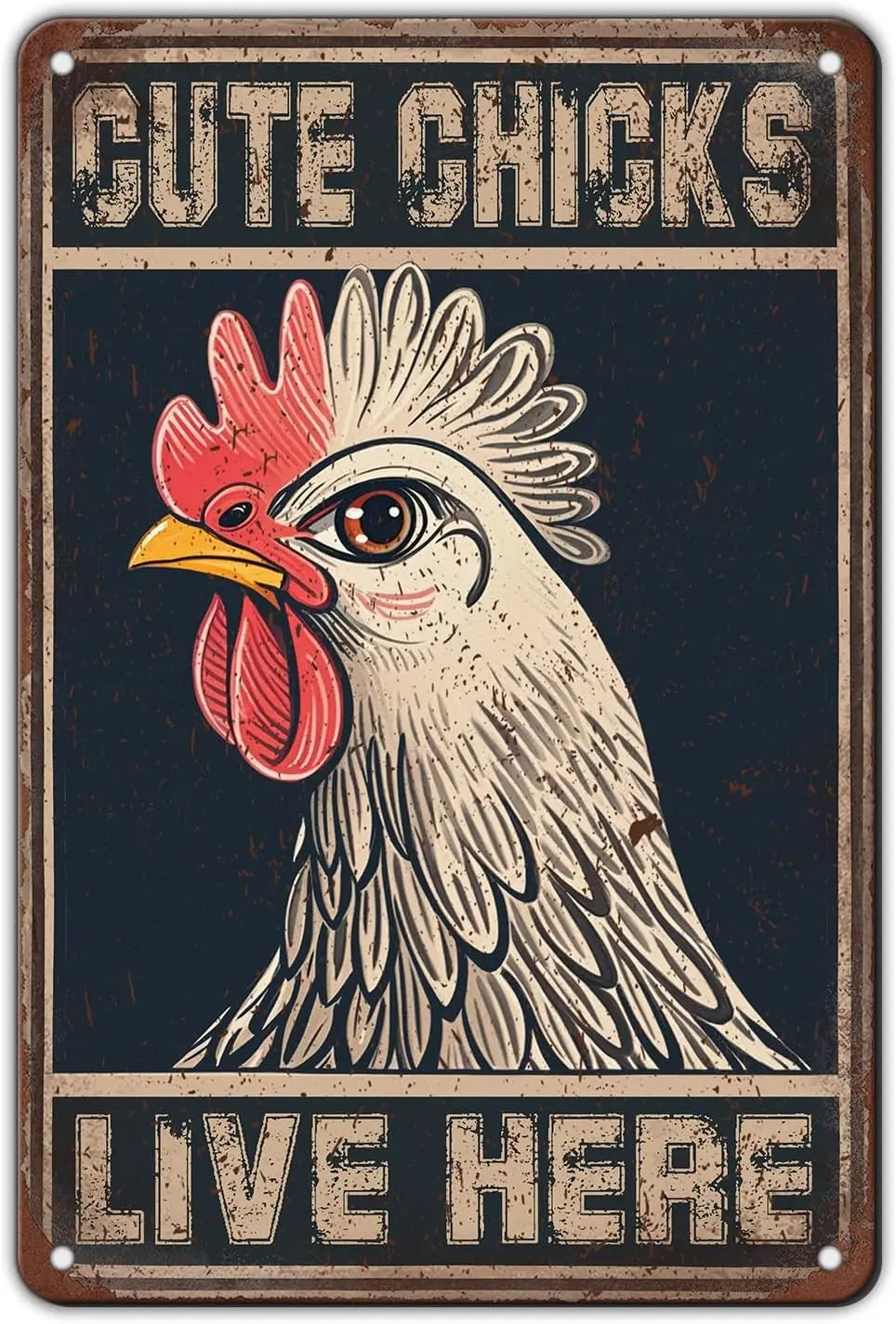 Chicken Metal Signs Cute Chicks Live Here Iron Sign Chicken For Coop Funny Outdoor Sign Garden Backyard Patio Wall Art Decor  --
