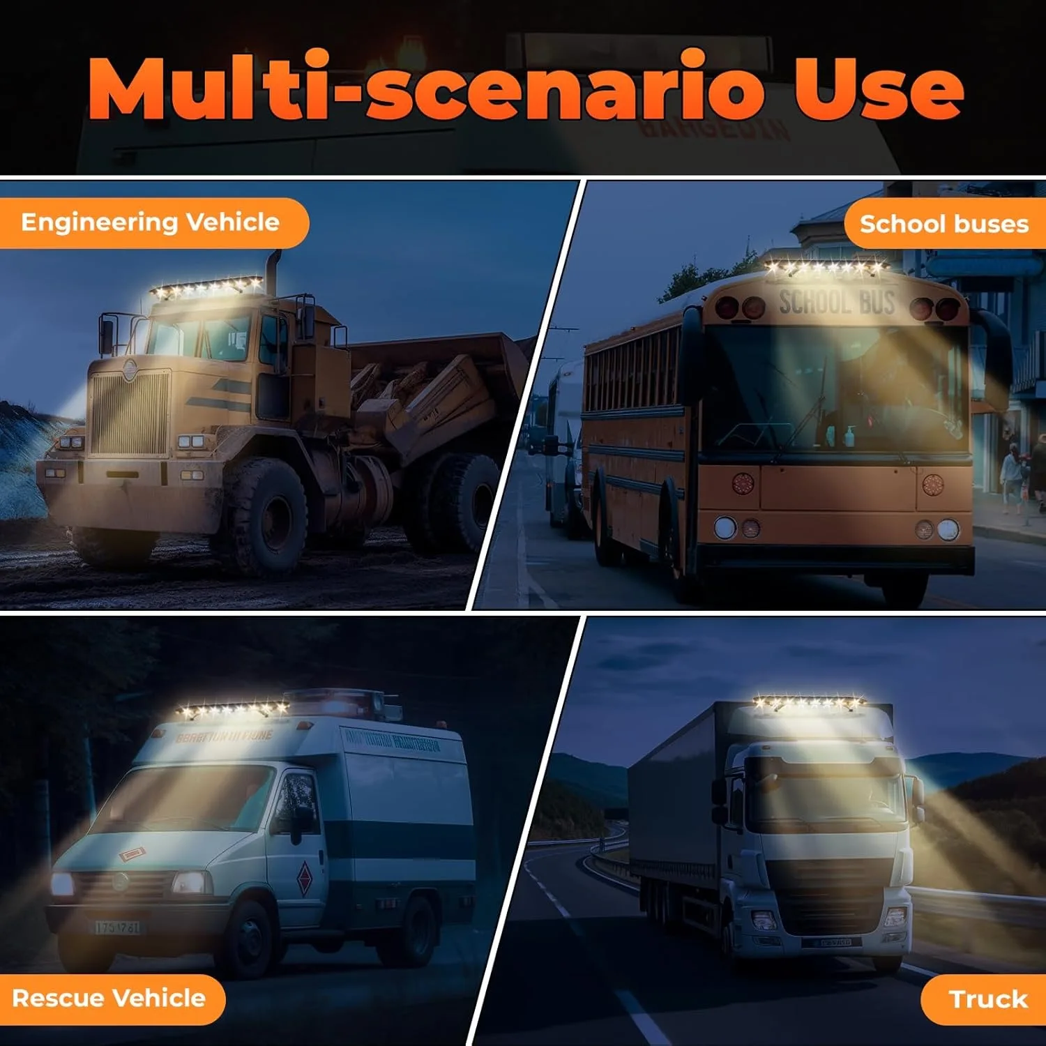 

Safety Flashing 108pcs LED Amber White Emergency Light Bar - 47'' Strobe Beacon Warn Truck Waterproof