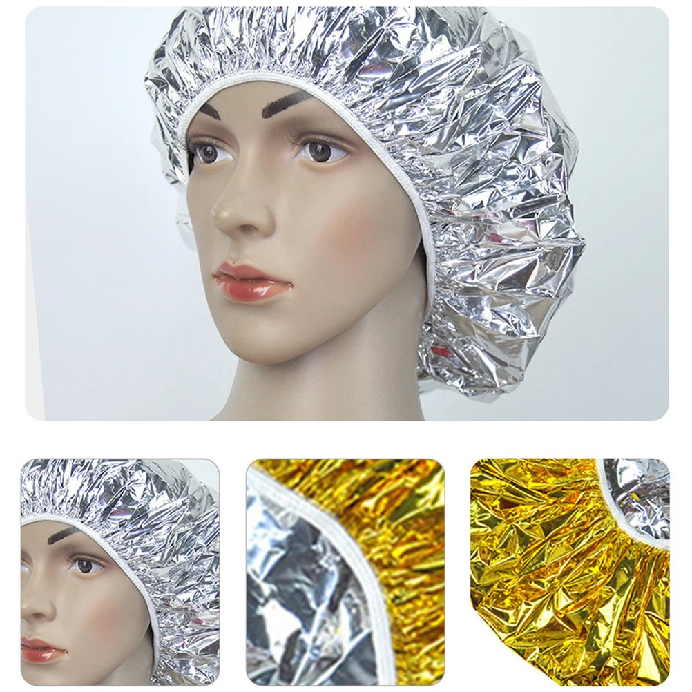 5Pcs Hair Care Hat Aluminium Foil Hat Steaming Haircare Steaming Hat Women Bath Head Cover Hair Dye Hat