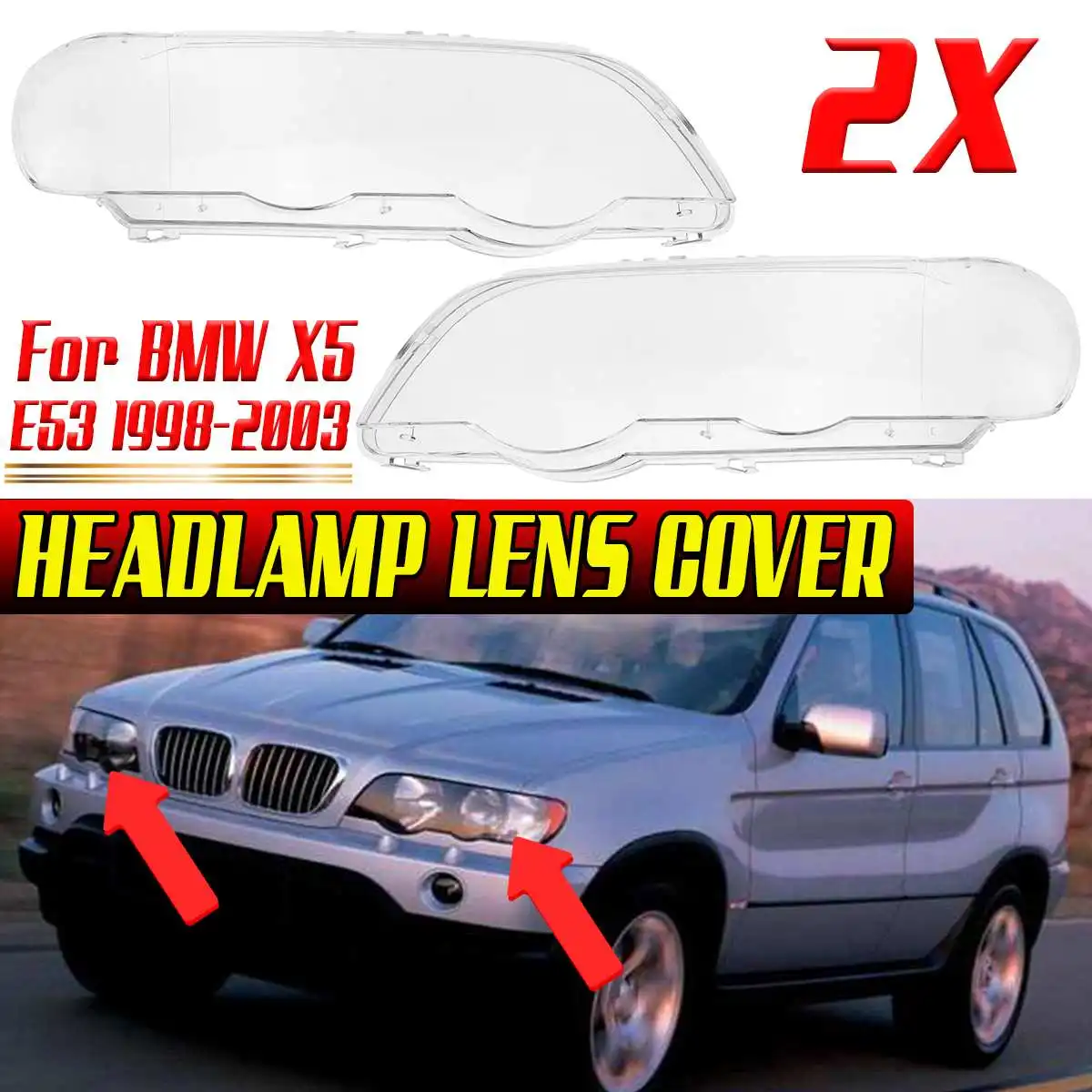 

X5 E53 Car Front Headlight Lens Cover Shell Headlamp Lampshade Lampcover Head Lamp Light Cover For BMW X5 E53 1998-2003