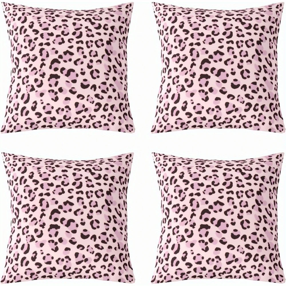 Home Decor Pink Leopard Pattern Decorative Pillow Covers Pattern Cushion Cover Suitable for Sofa Bedroom Car Pillow Cover