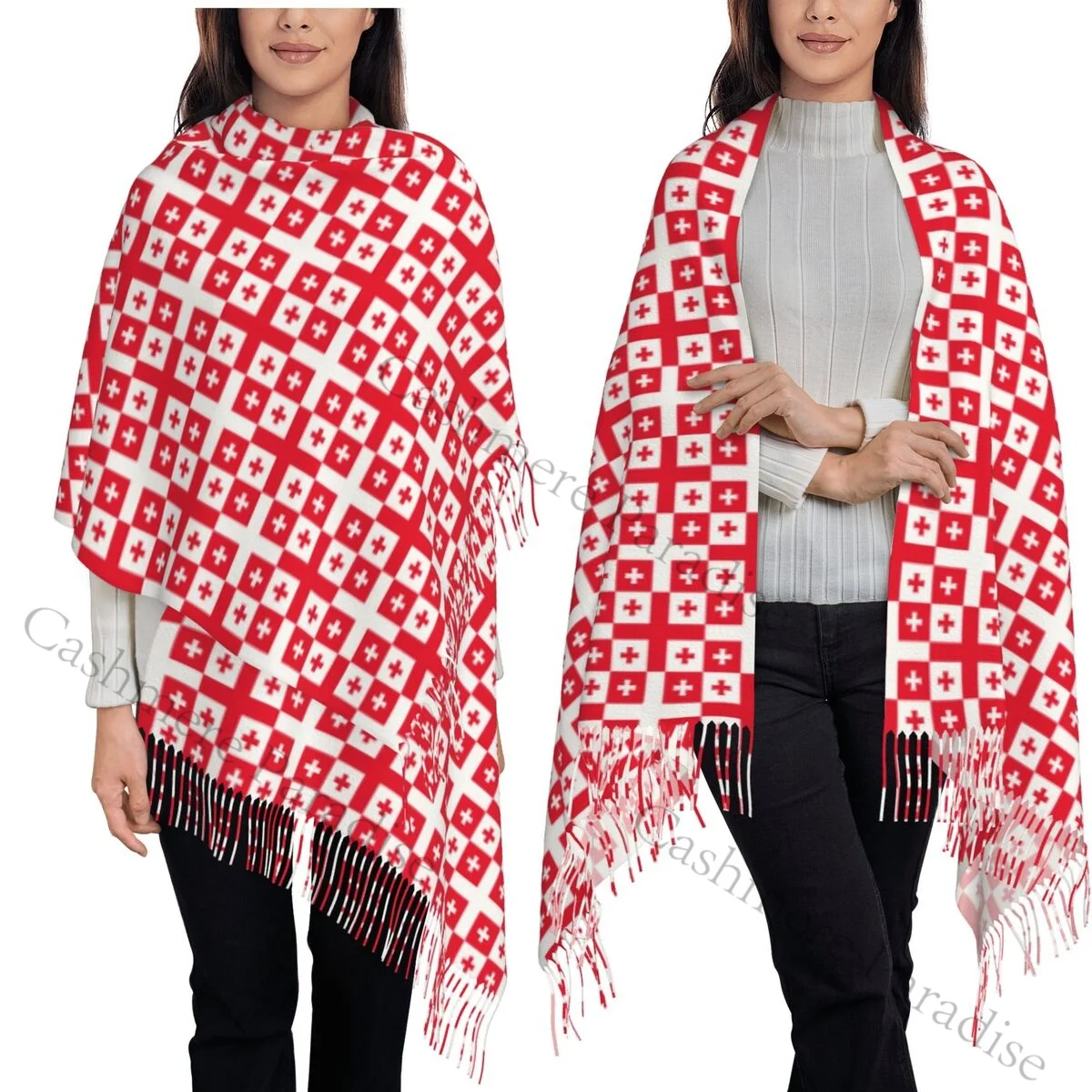 Georgia Flag Warm Shawls Wrpas Men Women Custom Large Scarves Winter Luxury Brand