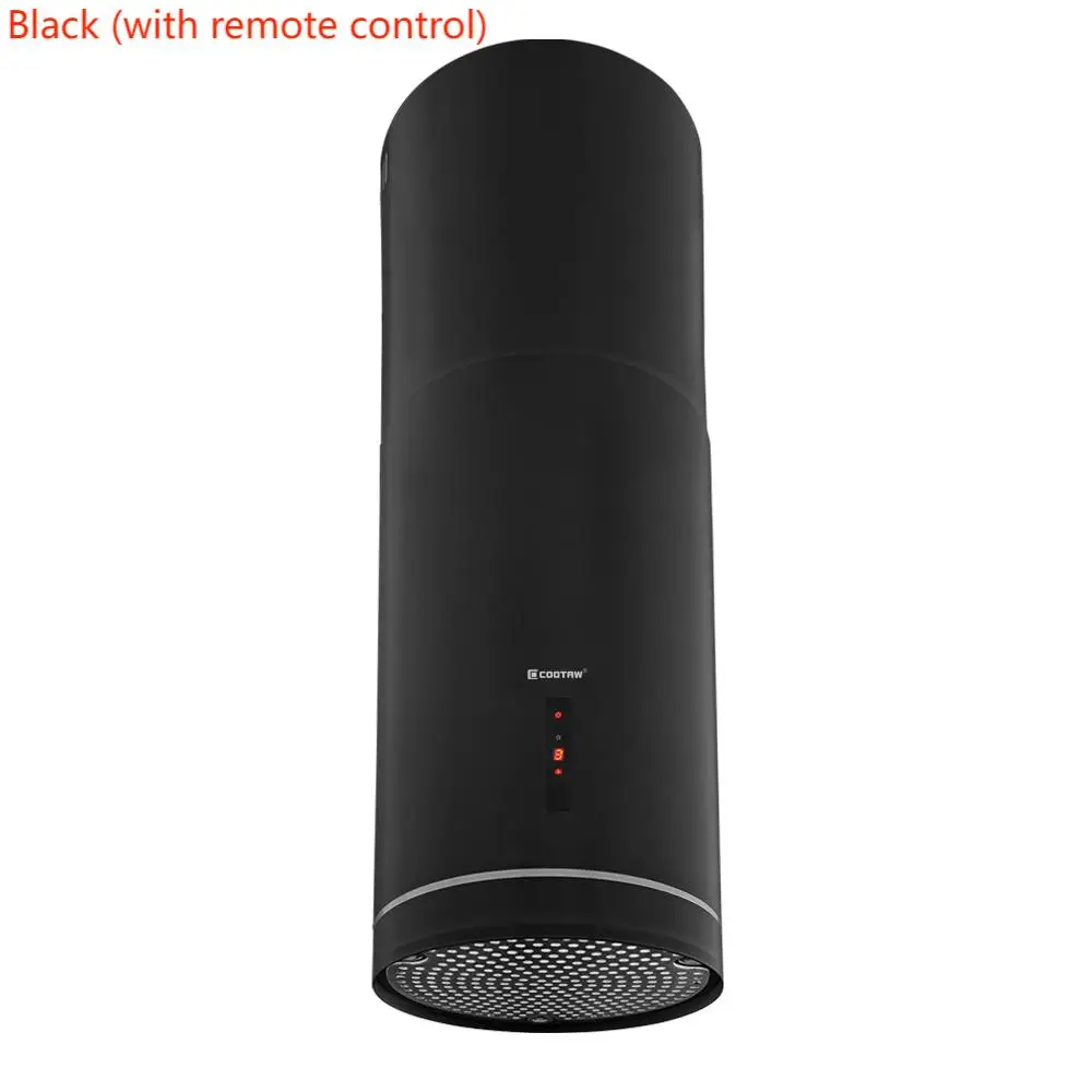 黒円形アイランドレンジフードサイレント排煙フードコラム天井吊り下げトップ煙突キッチン調理器具用