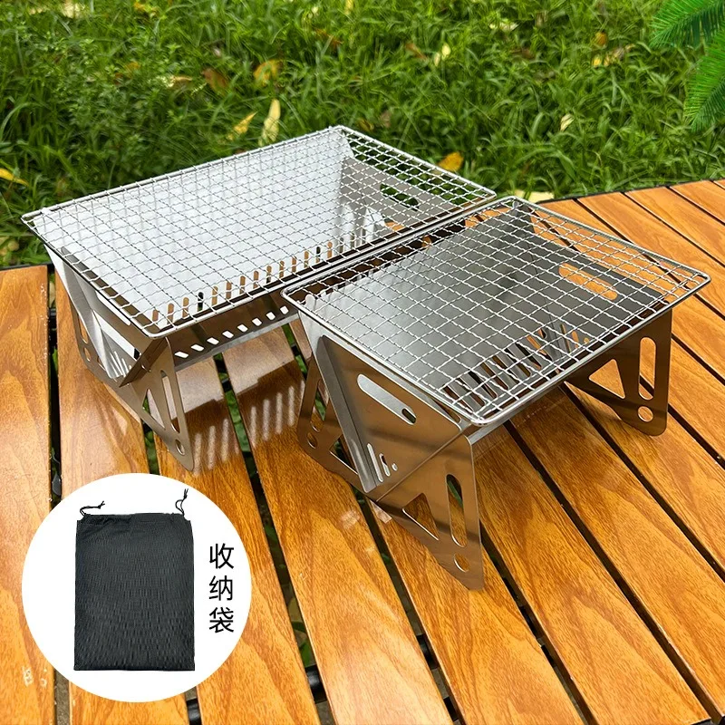 

Portable Folding Barbecue Grill Heating Stoves Multifunction Camping BBQ Grill Rack Net Firewood Stove Stainless steel BBQ Grill