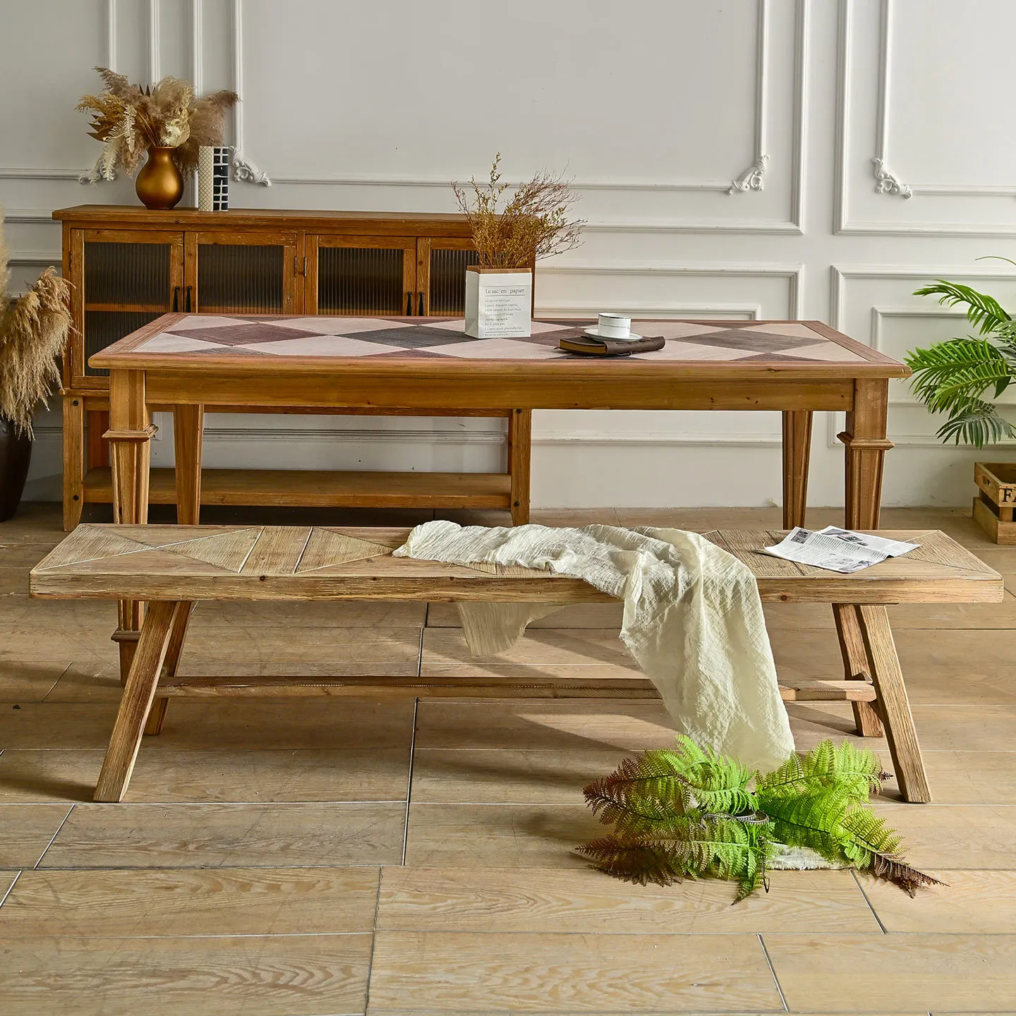 

New solid wood table and chair combination disassembly and assembly modern simple dining chair home desk long study table