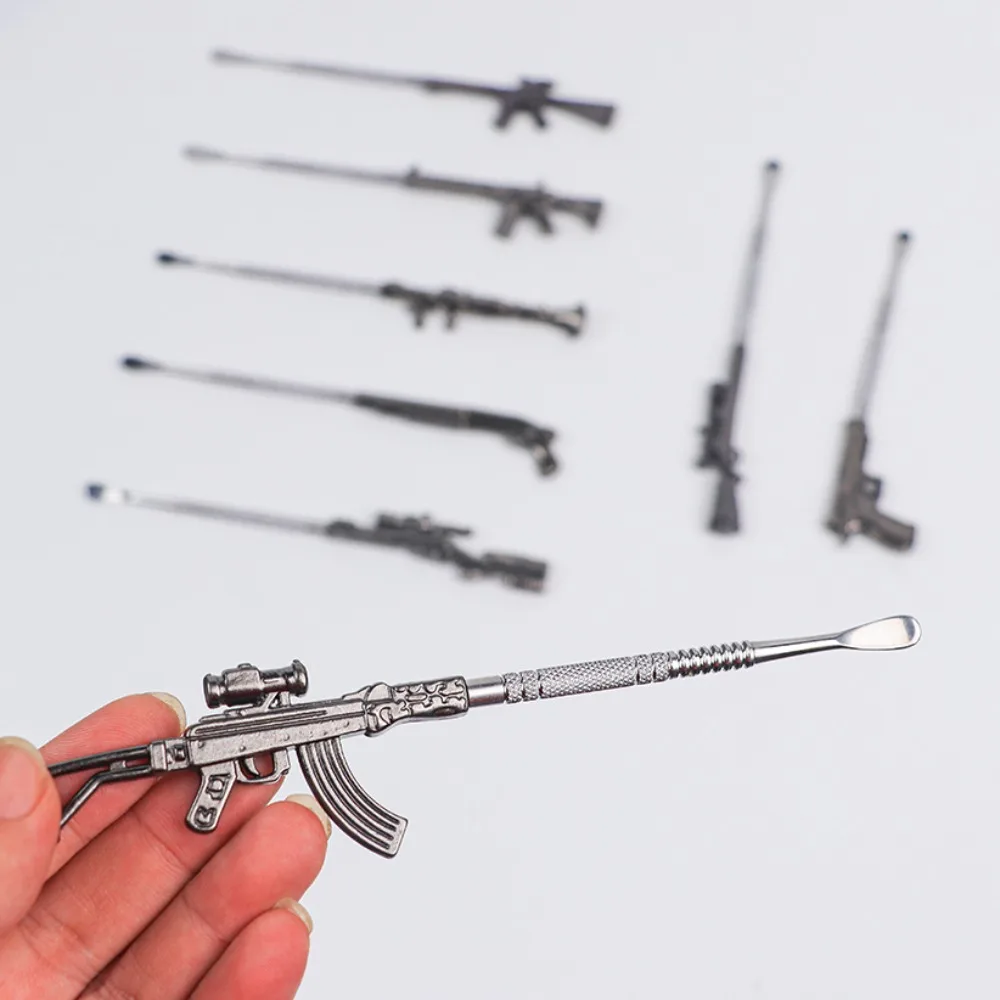 Cucchiaio per olio in metallo a forma di pistola da 16 mm Accessorio compatto per fumatori Strumento per pala portatile Regalo da uomo