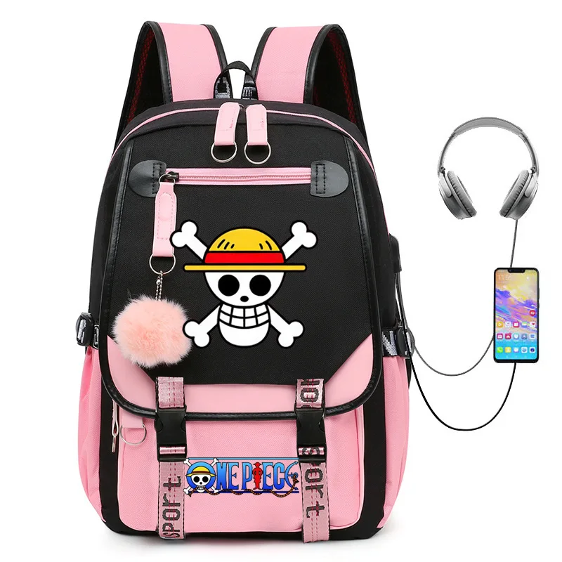 

One Piece Anime Backpack Cosplay Luffy Unisex Students School Bag Cartoon Bookbag Laptop Travel Rucksack Outdoor Bag
