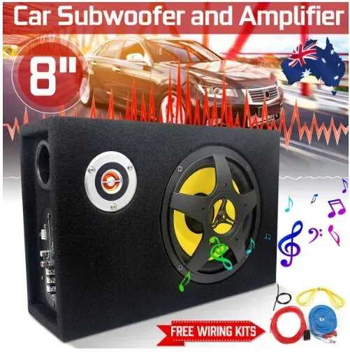 Car audio refitted 8-inch subwoofer car 12V shock active subwoofer with tweeter amplifier