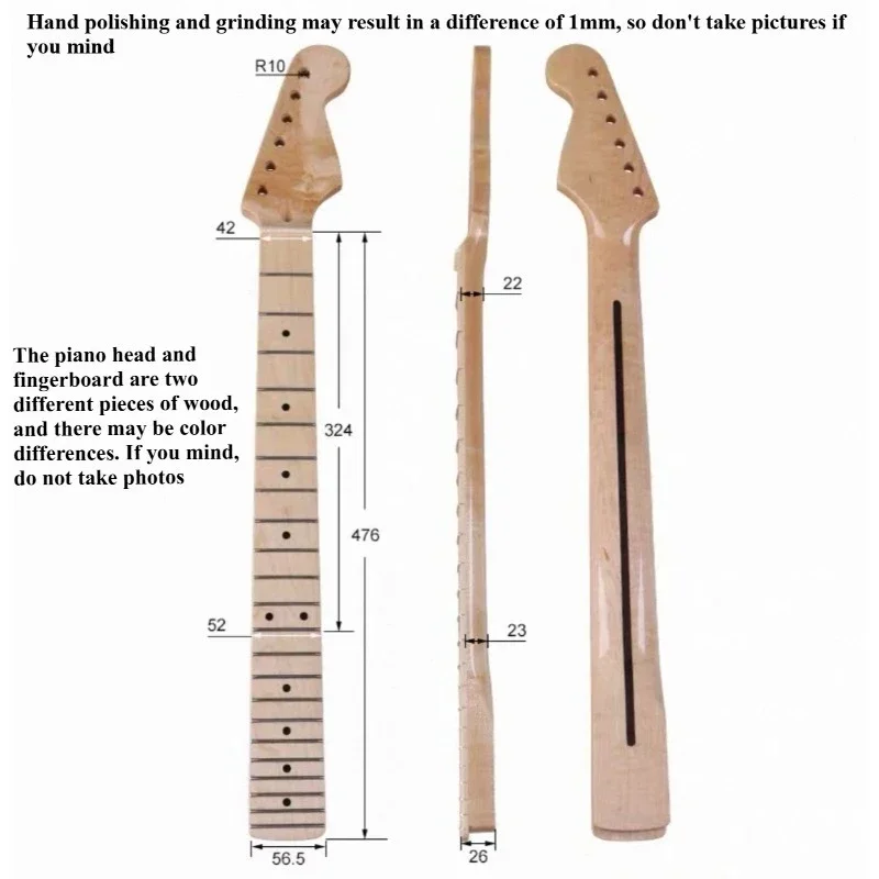 Suitable for ST6 String Small Head Neck Glossy 22 Grade Full Maple Guitar Small Head Handle Modification DIY Accessories
