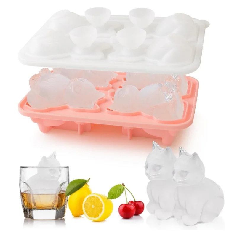 1PC 3D Cat Ice Block Mold Easy to Release Silicone Ice Hockey Device Household Kitchen Ice Making Mold Free of BPA