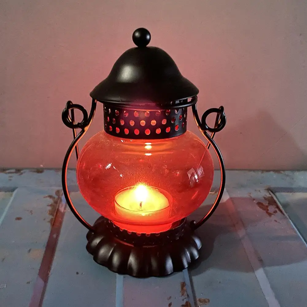 LED Retro Portable Lamp Electronic Candle Light Retro Iron Art Creative Imitation Kerosene Lantern Lamp For Home Decoration