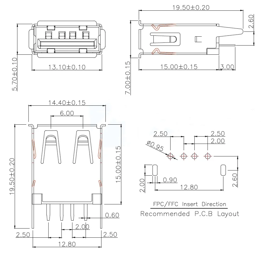 10 個/USB-256-Bryh130 USB-256-Bryh137 USB-256-Bryh150 USB コネクタ