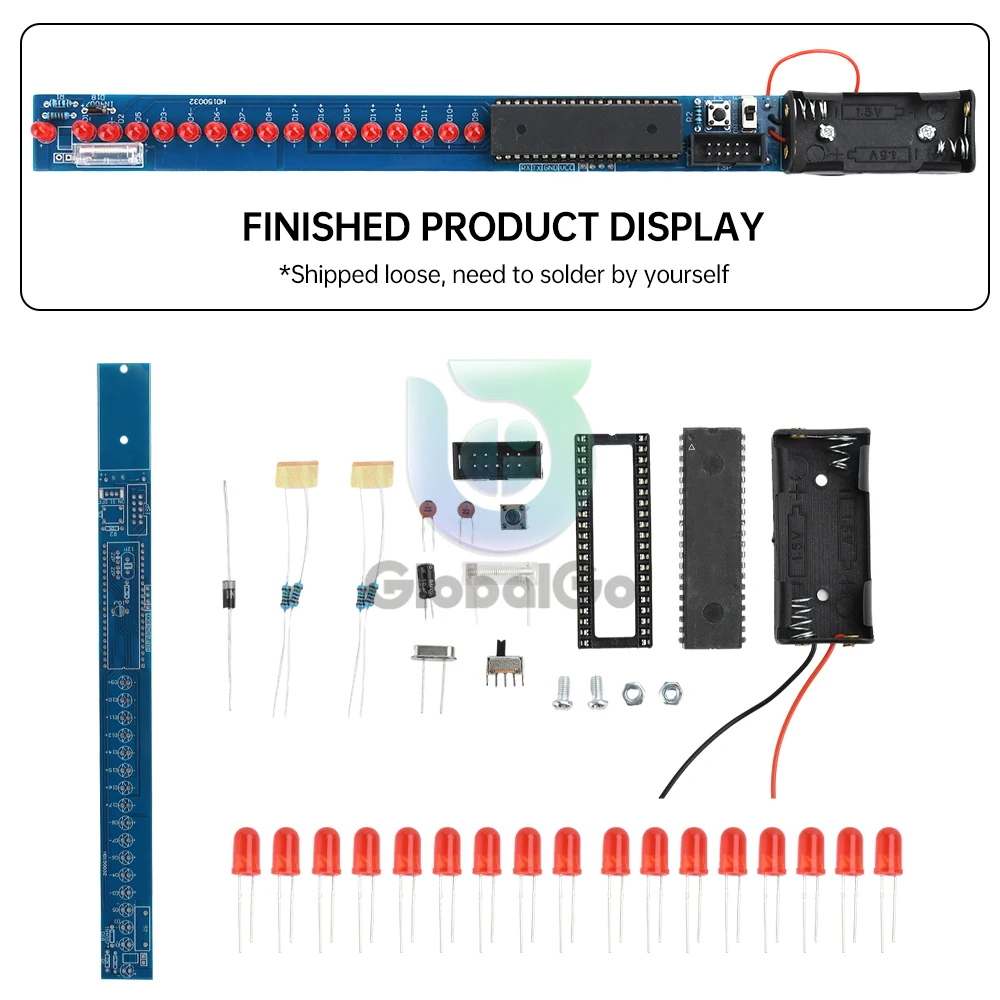 16 Bits LED Stick Light Rocker DIY Kit Shaking AT8951 51 Microcontroller Electronic Solder Kits Welding Training Assembly