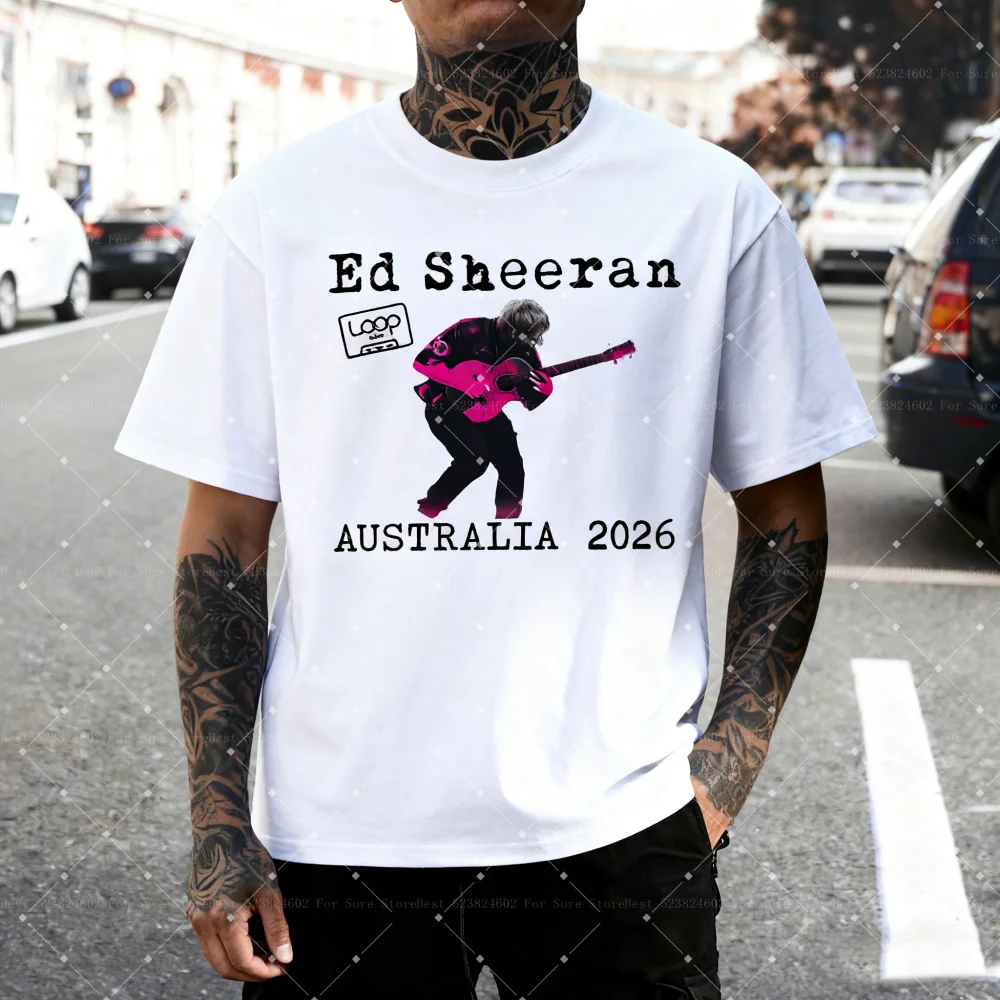 إد شيران حلقة جولة أستراليا 2026 جولة ميرش تي شيرت المشجعين هدايا رجالي نساء موضة الهيب هوب تي شيرت قطن حجم كبير تي شيرت #5