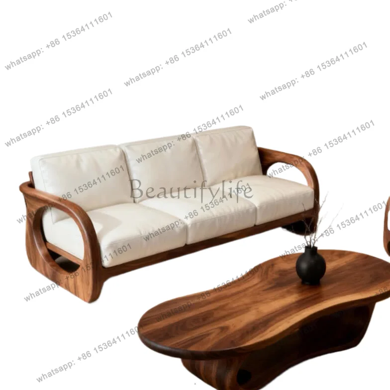 

New Chinese minimalist solid wood sofa combination living room modern minimalist medieval style home sofa