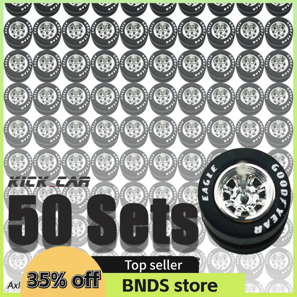 1/64 Model Car Wheels 50 Sets For Hotwheels with Rubber Tires Basic ABS Modified Parts Racing Vehicle Toys For Tomica MiniGT