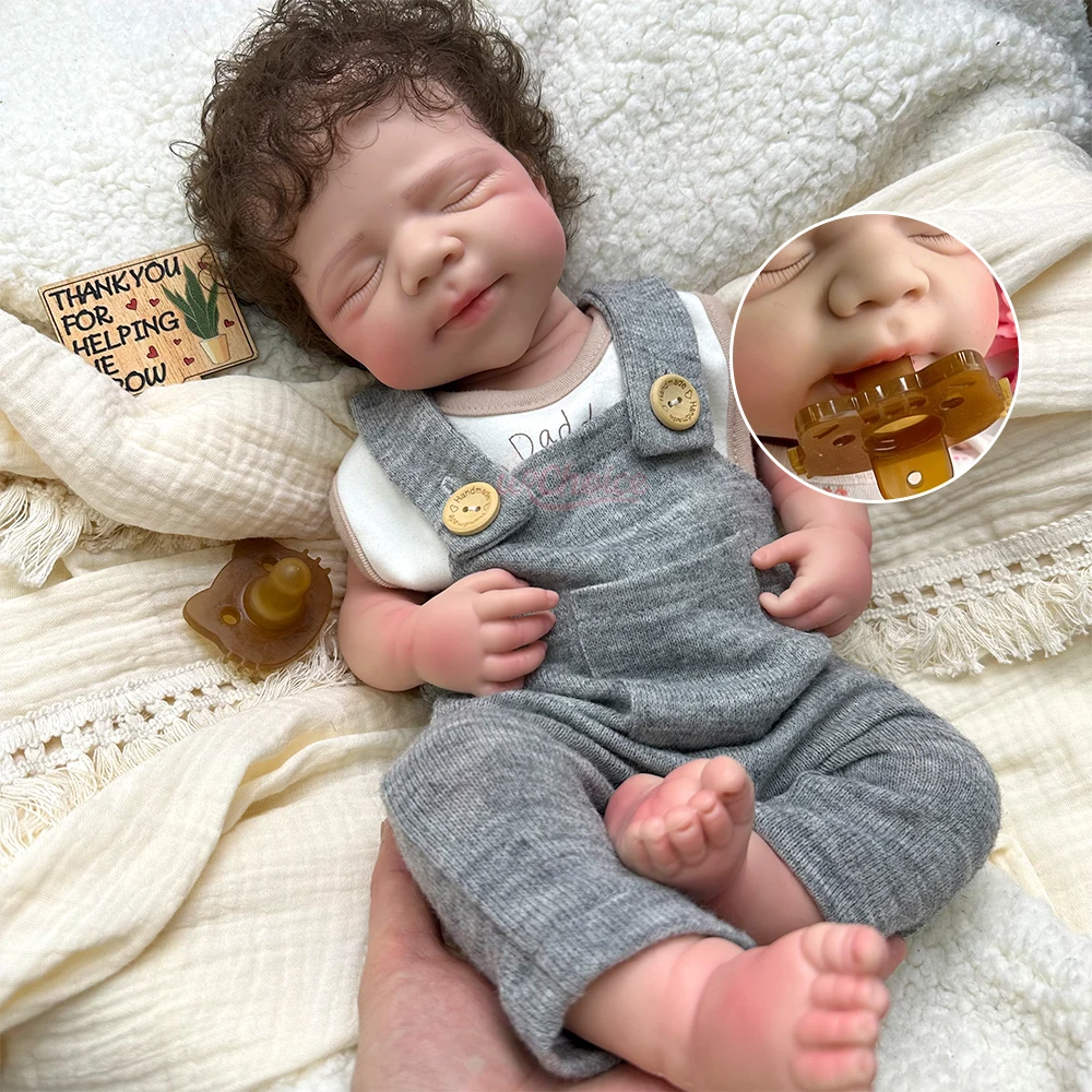 

50cm Curly Hair Pascale Full Silicone Reborn Baby Doll 3D Skin Tone Weighted Therapy Doll For Elderly Dementia Accompany