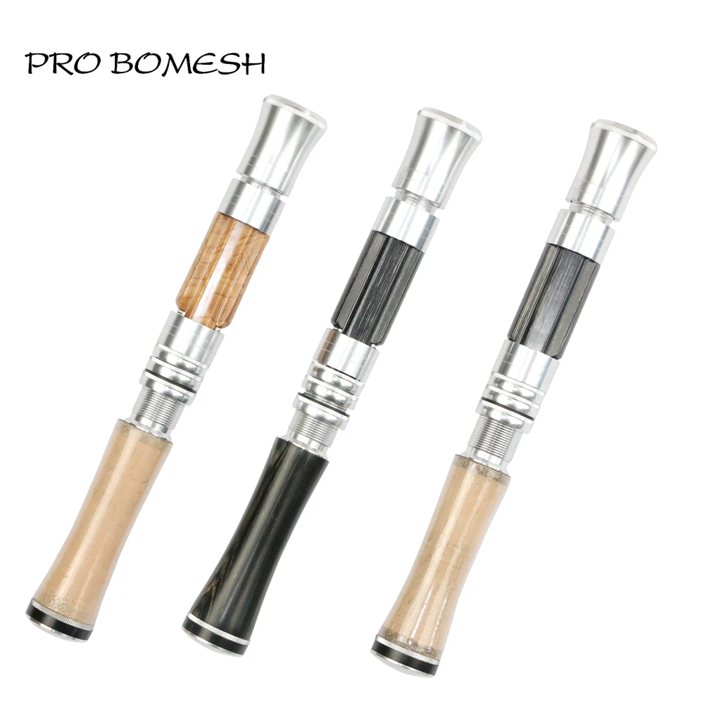 Pro Bomesh 1 Set Full Length AA Grade Cork Handle Wood Spinning Reel Seat Set Metal Trim DIY Japanese Style Trout Rod Accessory