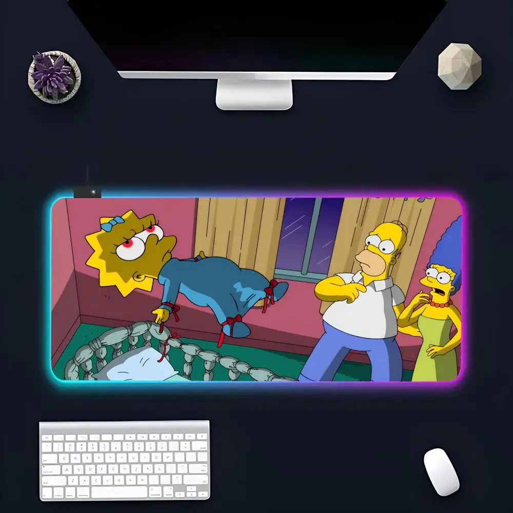 The is S-Simpsons MINISO Mouse Pad RGB Gaming Mousepad LED Large Gamer Mousepads XXL Keyboard Pads Luminous Desk Mat Backlit