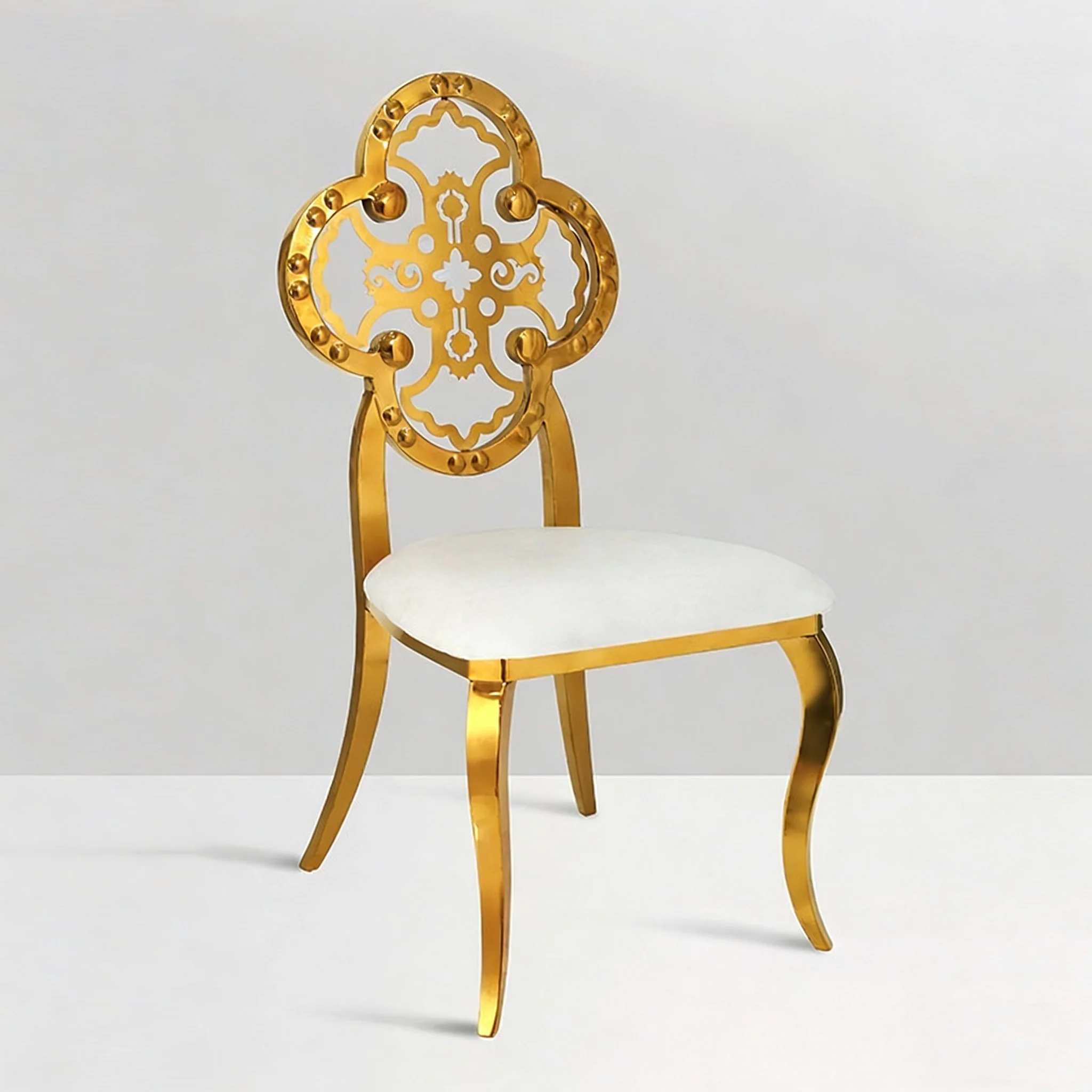 48pcs f30 Gold Dining Chair High Back Golden Rental Stainless Steel Hotel Banquet Event Wedding Couple Chairs ivy1380